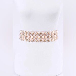 Clear Pearl Stud Statement Belt